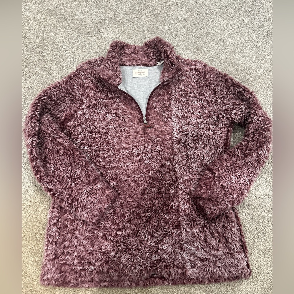 Weatherproof Vintage Women’s Medium Sherpa 1/4 Zip Pullover‎ Burgundy